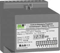 Przetwornik prądu lub napięcia stałego i zmiennego  oraz przetwornik mocy ze wskaźnikiem LCD 3 i 1/2 cyfry (pomiar wielkości mierzonej po stronie pierwotnej przetwornika)